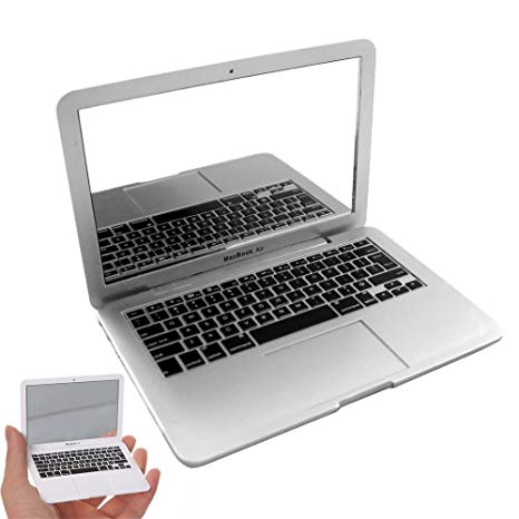 AStorePlus Macbook Air Style Mirror Mini Portable Notebook Creative Make up Mirror, Silver