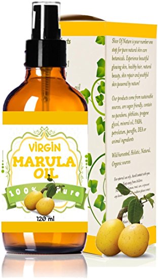 Slice Of Nature Pure Marula Oil Cold Pressed Wild Harvested Marula Oil for Face, Body, Hair - Marula Facial Oil - Marula Oil for Hair Treatment - Marula Oil Organic Sourced 4 Ounce