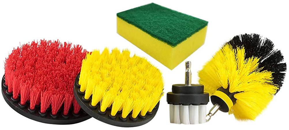 Fenleo 5 Piece Scrub Brush Power Drill Cleaning Brush Cleaner Combo Tool Kit Perfect for Cleaning Grout