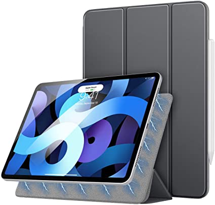 MoKo Case Fit iPad Air 4 Case 10.9 Inch 2020, iPad Air 4th Generation Case - Slim Lightweight Magnetic Back Shell Protective Smart Stand Cover Case for iPad Air 4, Auto Wake/Sleep - Space Gray