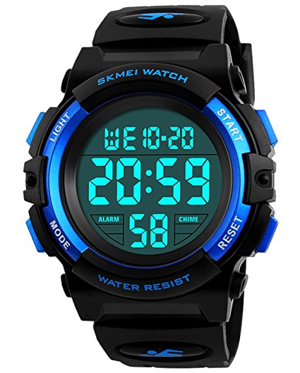 Boys Digital Watches, Kids Sports 5ATM Waterproof Watch with Alarm/Timer/EL Light,Blue Childrens Outdoor Digital Watch for Teenagers Boys by BHGWR