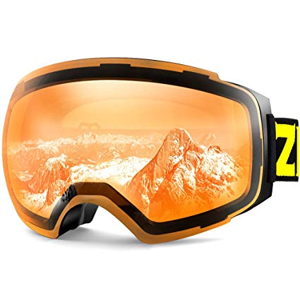 Zionor X4 Ski Snowboard Snow Goggles Magnet Dual Layers Lens Spherical Design Anti-Fog UV Protection Anti-Slip Strap for Men Women