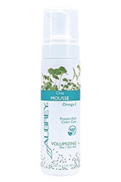 Aubrey Organics Chia Mousse - Volumizing NSF All natural lightweight foam helps strengthen fine or thin hair, increases body and fullness and protects hair from heat styling damage 7 oz