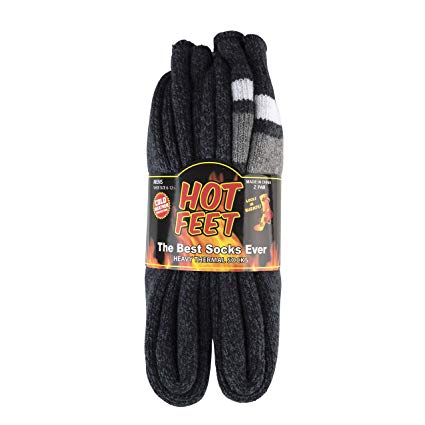 Hot Feet Cozy, Heated Thermal Socks for Men, Warm, Patterned Crew Socks, USA Men’s Sock Sizes 6 – 12.5 - Hot Feet