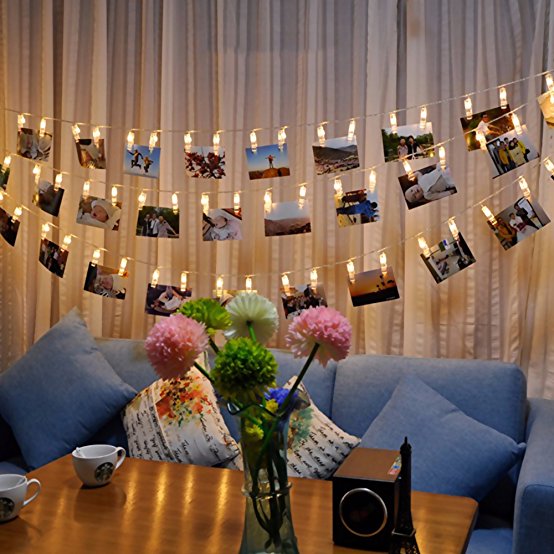 5m Hanging Picture Decoration Fairy Lights 20 Photo Clips String Lights in Warm White for Birthday Parties & Home Décor
