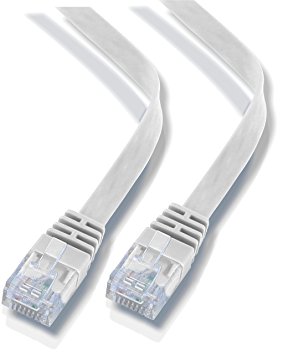 ETHERNET CABLE FLAT CAT6 PATCH NETWORK GIGABIT THIN INTERNET RJ45 CAT 6 COMPATIBLE WITH CAT5 CAT5E CAT 5 *Rhinocables* … (20m, White)