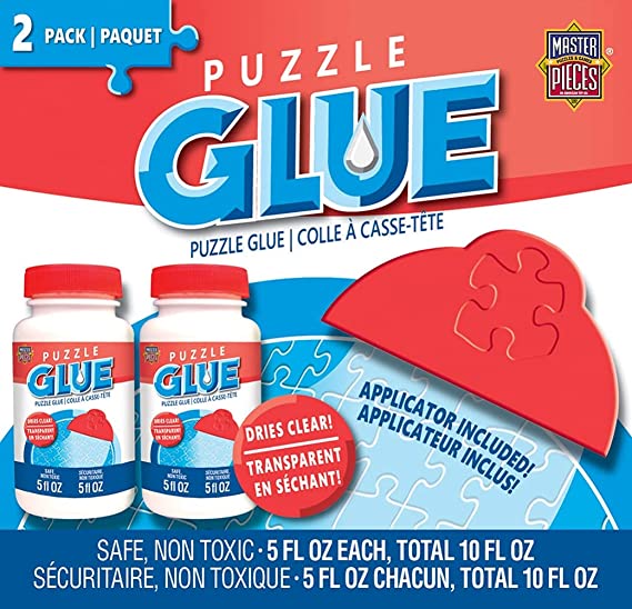 MasterPieces Accessories - Jigsaw Puzzle Glue Bottle & Wide Plastic Spreader, 5 Ounces Each, 2 Pack