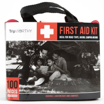Compact First Aid Kit - Small and Lightweight First Aid Bag with 100 Pieces - Ideal for Traveling, Camping, Hiking, Home & Car