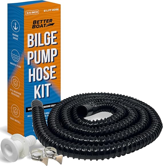 3/4 Bilge Pump Hose Kit for Boats Bilge Pump Hose Adapter with Thru Hull and Discharge Bilge Pump Outlet Fitting 6.5 Ft Hose 3/4 Bilge Hose or 1 1/8 Inch Option Jet Ski or Boat Bilge Pump Kit