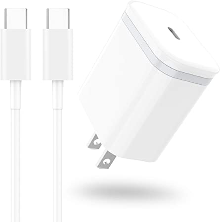 LUOATIP 6FT USB C Fast Charger 2-Pack, Charging Cable Cord with 18W PD Wall Plug Adapter Block Cube for iPad Pro 12.9 11 Gen 4/3/2/1 Note 10 2018/2020 Galaxy S20, Google Pixel 3A XL 2XL 3XL 4XL