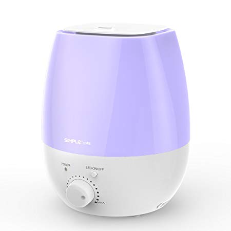 SimpleTaste Humidifier 3L(0.79 Gal) Ultrasonic Cool Mist Diffuser with 7 Colors LED Night Lights Whisper-Quiet