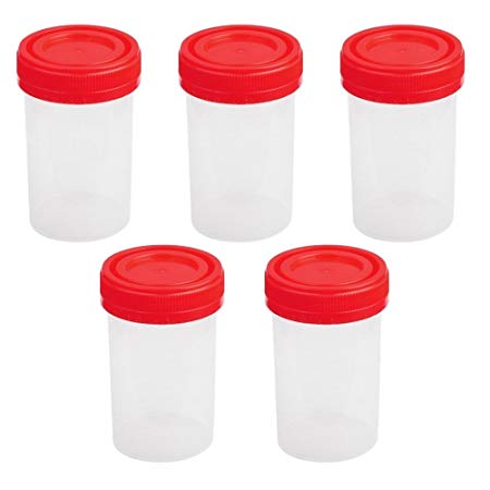 TOOGOO(R)5x 60ml Graduated Plastic Specimen Cup Sterile Recipient With Lid