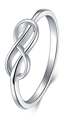 925 Sterling Silver Ring, BoRuo High Polish Infinity Symbol Tarnish Resistant Comfort Fit Wedding Band Ring Size 4-12