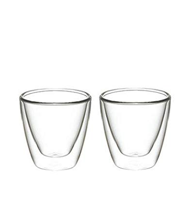 Grosche Turino Double Walled Hand Blown Glass Espresso Cups 70ml, 2.37 fl. oz, Set of 2