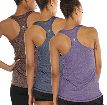 icyzone Workout Tank Tops for Women - Racerback Athletic Yoga Tops, Running Exercise Gym Shirts(Pack of 3)