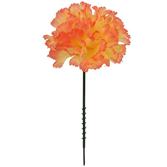 Larksilk Orange Silk Carnation Picks, Artificial Flowers for Weddings, Decorations, DIY Decor, 100 Count Bulk, 3.5" Carnation Heads with 5" Stems