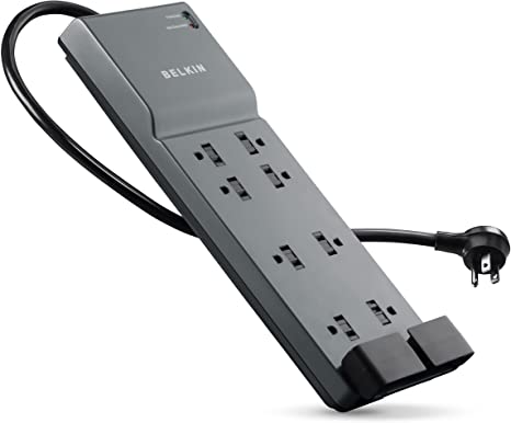 Belkin 8-Outlet Power Strip Surge Protector, Flat Plug, 6ft Cord - 3,550 Joules