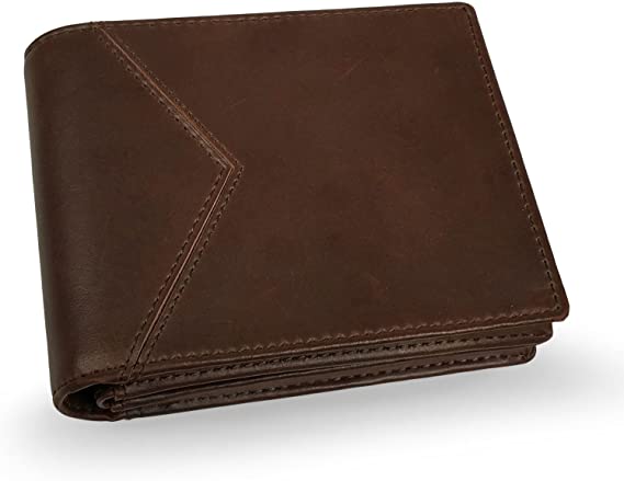 Lavievert Men’s RFID Wallet/Crazy-Horse Genuine Leather Travel Bifold Wallet Central ID Window