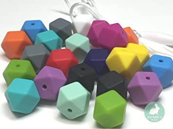 14mm Mini-Hexagon Silicone Beads - Jewelry Necklace Bracelet Making Kit - Food Grade BPA Free Arts and Crafts Supplies (25PC Mini-Hexagon)