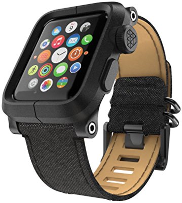 LUNATIK EPIK Polycarbonate Case and Canvas Strap for Apple Watch Series 1, Black/Black