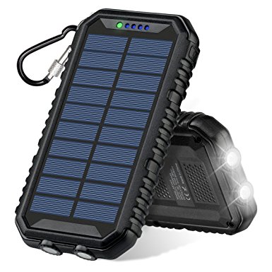Solar Charger 12000mAh, ADDTOP Waterproof Solar Power Bank Cell Phone Chargers Portable Battery Charger with SOS Flashlight for iPhone 8, iPhone X, iPad, Samsung, Android, Camping, Outdoor