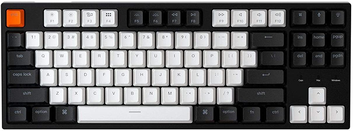 Keychron C1 Mac Layout Wired Mechanical Keyboard, Gateron Brown Switch, Tenkeyless 87 Keys Double Shot ABS keycaps Computer Keyboard for Windows PC Laptop, RGB Backlight, USB-C Type-C Cable