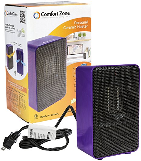 Comfort Zone Personal Ceramic Heater, Purple