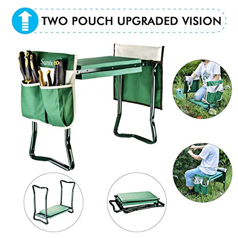 Garden Kneeler And Seat With 2 Bonus Tool Pouches - Portable Garden Bench EVA Foam Pad With Kneeling Pad for Gardening - Sturdy, Lightweight And Practical - Protect Knees And Clothes When Gardening