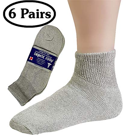 Diabetic Socks Mens Cotton 6-Pack Ankle Grey By DEBRA WEITZNER ankle/grey Mens 10-13
