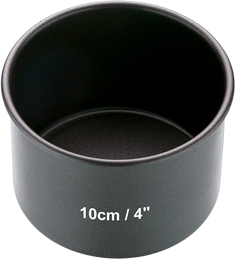 MasterClass 10 cm Deep Cake Tin with PFOA Free Non Stick and Loose Bottom, 1 mm Carbon Steel, 4 Inch Mini Round Pan