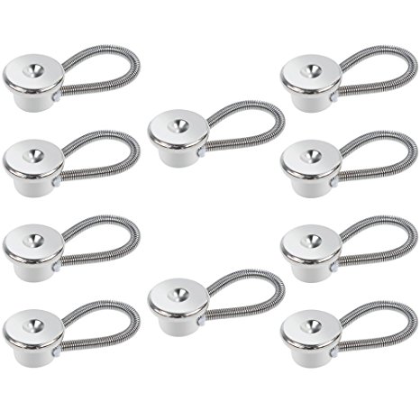 Rovtop 10 Packs Metal Collar Extenders Button Extenders, Button Diameter 10mm,Maximum Extension Size 0.5mm for Dress Shirt Trouser Coat Collars Pants and Men Women and Maternity