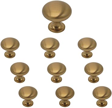 10 Pack Champagne Bronze Cabinet Knobs and Pulls 1-1/5'' Diameter Round Mushroom Kitchen Bedroom Bathroom Drawer Pulls