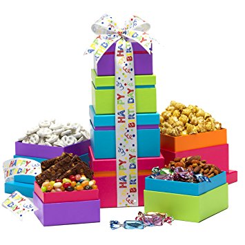 Broadway Basketeers Gift Tower, Happy Birthday Wishes