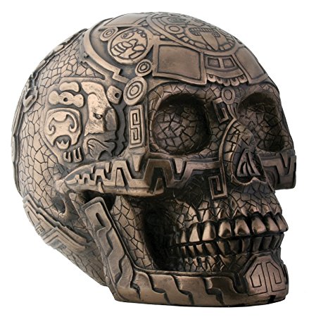 Bronze Aztec Skull with Engraving