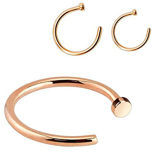 Rose Gold IP - 316L Surgical Steel Nose Hoop (Sold Individually)