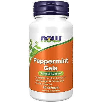 NOW Foods Peppermint Gels with Ginger & Fennel Oils, 90 Softgels