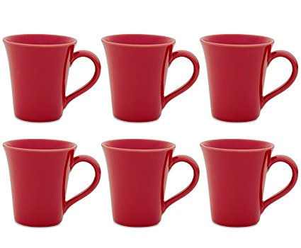 Oxford Daily Tulip Mugs- Set of 6 (Red)