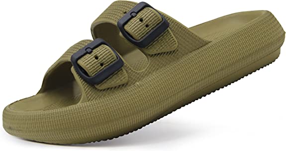 Weweya Cloud Sandals for Women and Men - Pillow Slippers - Double Buckle Adjustable Slides - EVA Flat Sandals