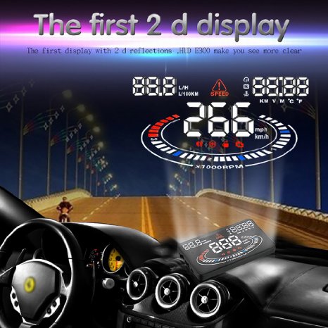 Techstick 55 inch E300 HUD Multi-color Screen Head Up Display Car OBD2 EUOBD with 2D Vision