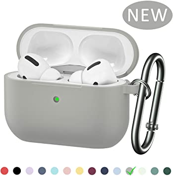 BRG Airpods Pro Case Cover, [2019 Released] Soft Silicone Skin Cover Shock-Absorbing Protective Case with Keychain for Airpods Pro [Front LED Visible]