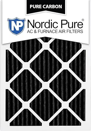 Nordic Pure 16x20x1 (15 1/2 x 19 1/2 x 3/4) Pure Carbon Pleated Odor Reduction Furnace Air Filters 6 Pack