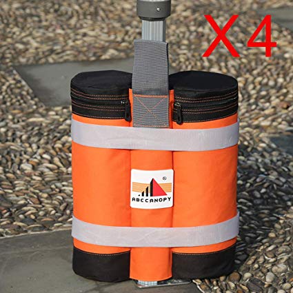 ABCCANOPY Super Heavy Duty New Premium Instant Shelters Weight Bags (55 lbs/Bag) - Set of 4 - Orange/Black