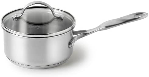 Calphalon Simply Calphalon Stainless-Steel 1-Quart Saucepan with Glass Lid