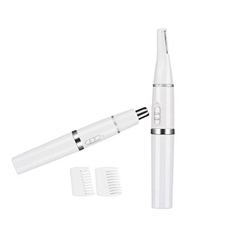 inkint Electric Nose Ear Hair Trimmer, Eyebrow Trimmer, 2-in-1 Facial Body Hair Shaver Washable Blades for Men and Women (White)