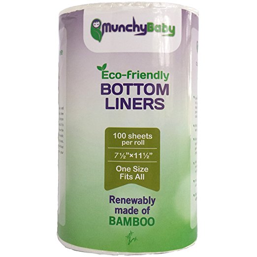 Flushable Cloth Diaper Liners of Biodegradable Bamboo Viscose by MunchyBaby 6½”×11”