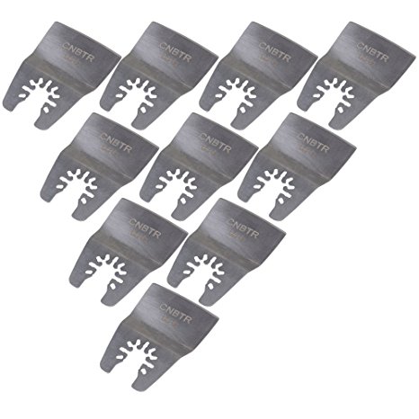 CNBTR Silver 52mm Width Stainless Steel Oscillating Tool Quick Release Flexible Scraper Blade Multi Tool Set of 10
