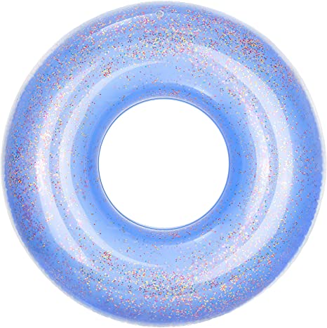 MoKo Swim Rings with Glitter, Inflatable Pool Float Swimming Pool Float Tube Round Shaped Swimming Tube Water Fun Beach Pool Toys for Summer Party for Kids Adults