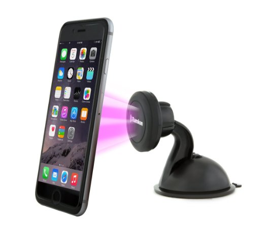 Car Mount, Ramkon Magnetic Universal Suction Cup Mount Holder for the Galaxy S6/S6 Edge, LG G4, Asus ZenFone 2, Apple iPhone 6 6 Plus, iPhone 5S 5C 5 4S, Samsung Galaxy S5 S4 S3, Nexus 5 4, HTC M9