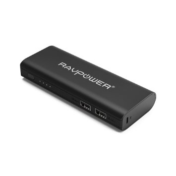 RAVPower 13400mAh Portable Charger Power Bank External Battery Pack with iSmart Technology 45A Dual USB for iPhone iPad Smartphones and Tablets Black