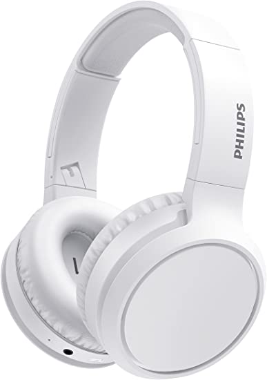 Philips H5205 Over-Ear Wireless Headphones with 40mm Drivers & BASS Boost on-Demand, White